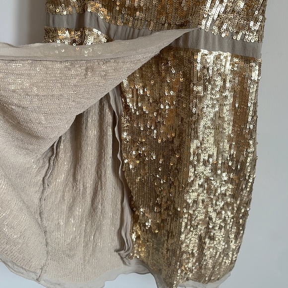 Gold Silk and sequin dress CLUB MONACO - Picture 3 of 4